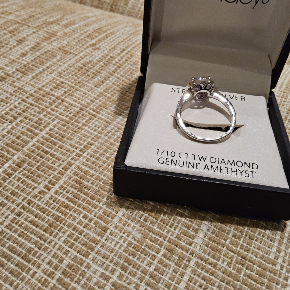 Macy's Sterling Silver Ring with Amethyst - Picture 3 of 3